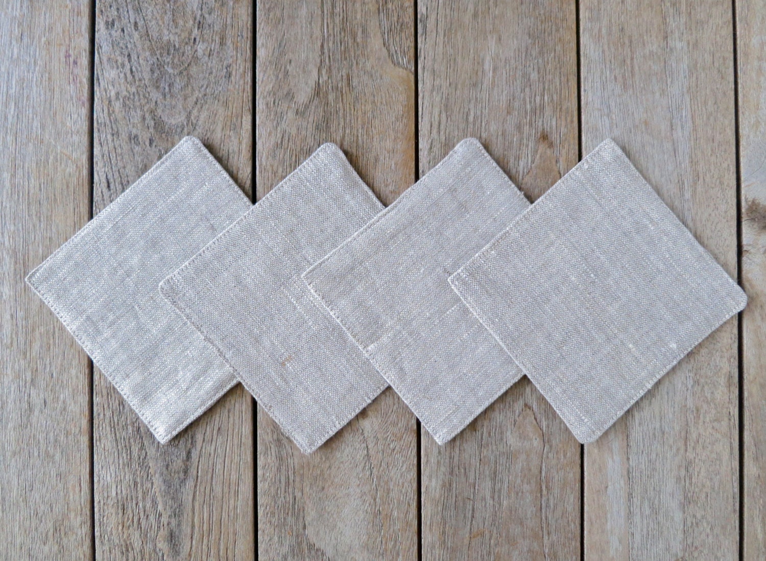 Set of 4 Heathered Linen Coasters Fabric Coasters Cocktail