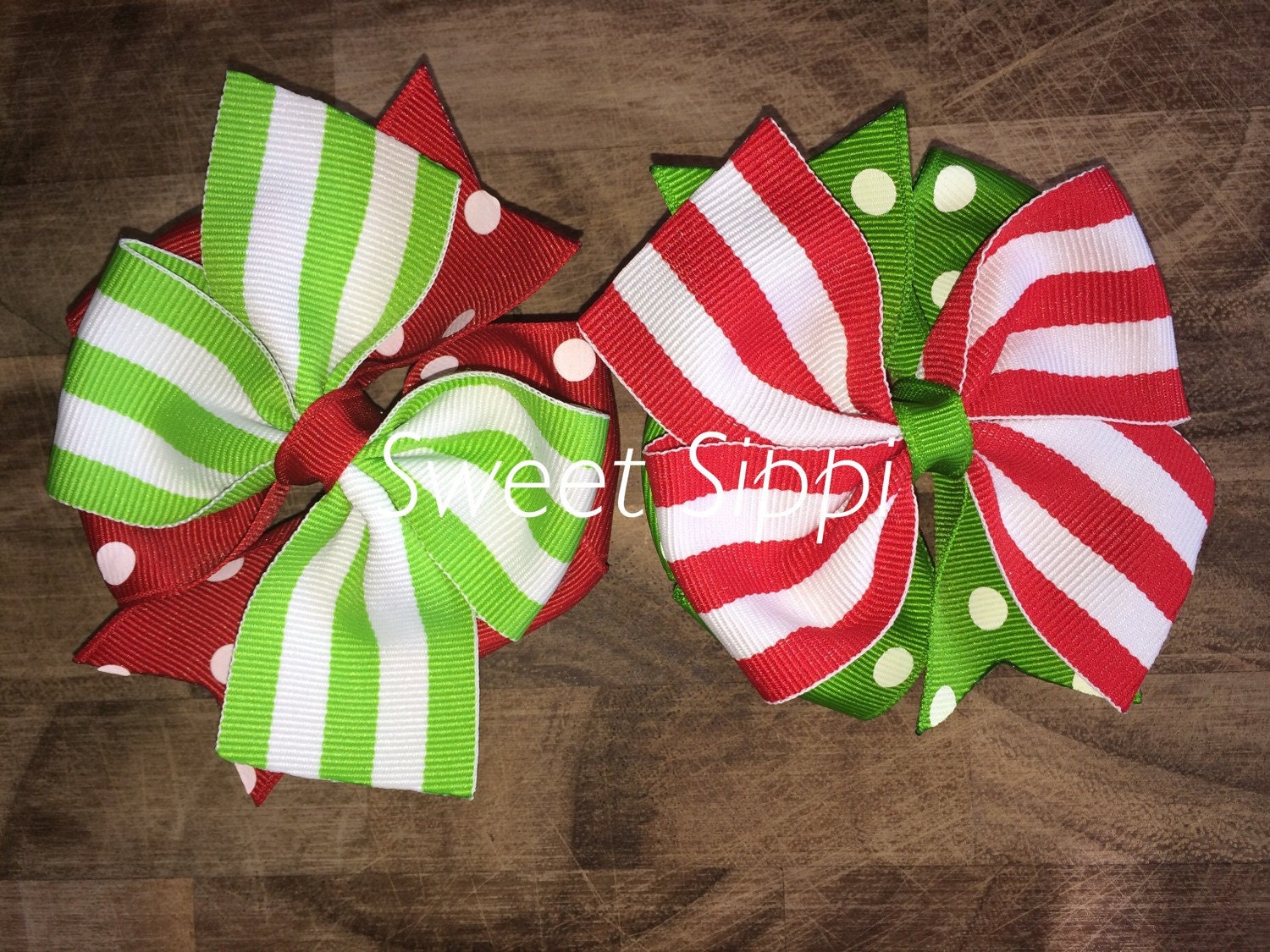 Christmas Pigtail Bows Christmas Hair Bow Pigtail by SweetSippi