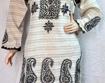 Black Hippie Clothing Women embroidered top shirt Indian Tunic pattern caftan kameez boho Ethnic Dresss