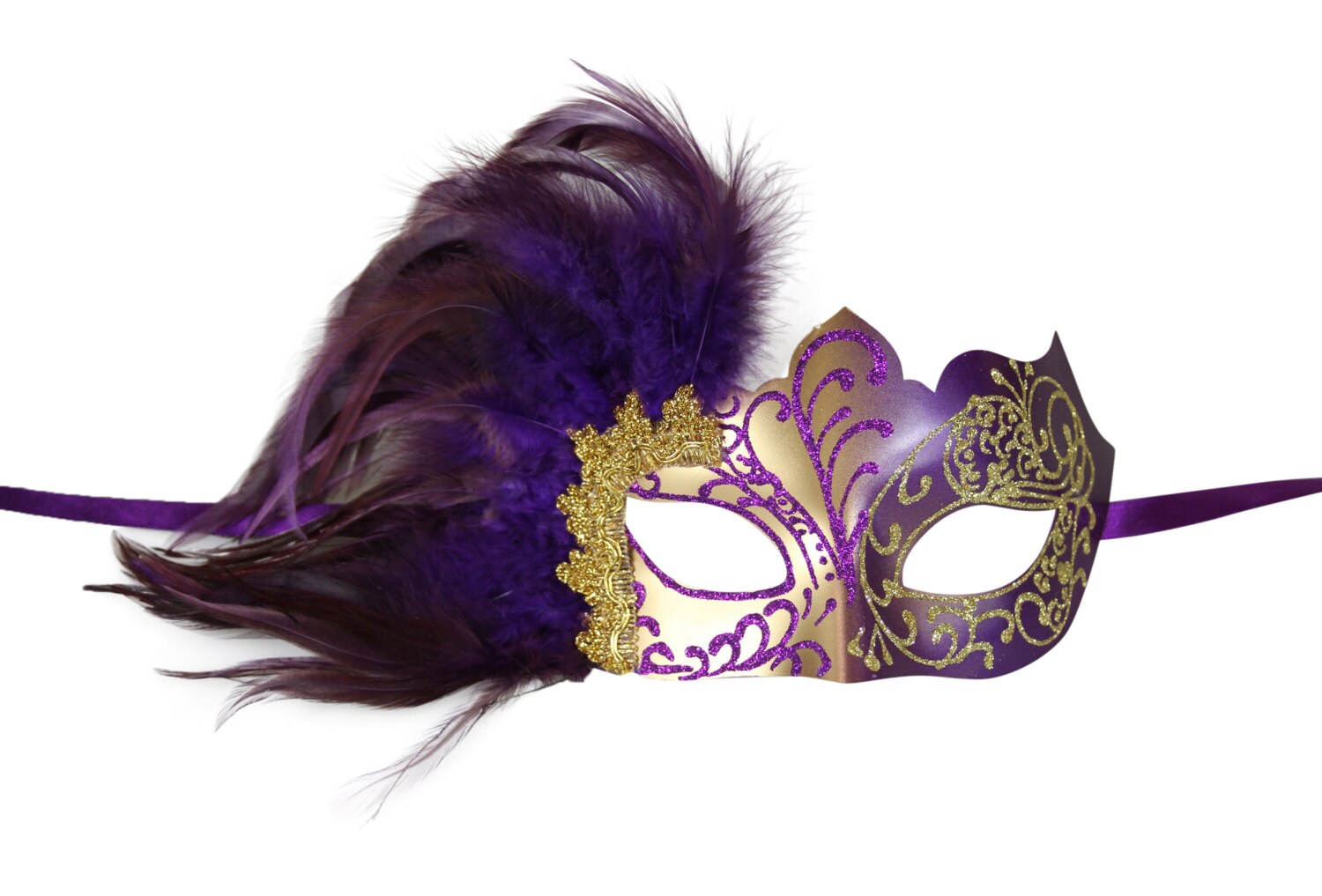 Unique Venetian Masquerade Mask W/ Hackle by ElegantxBoutique