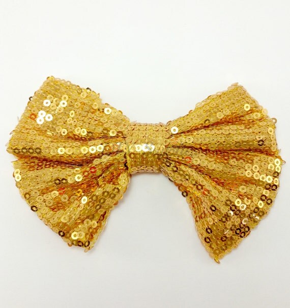 4 Gold sequin bow for making hair bows or by diysuppliesandkits