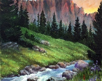 Items similar to Mountain Landscape Oil Painting - Vickie Wade art ...