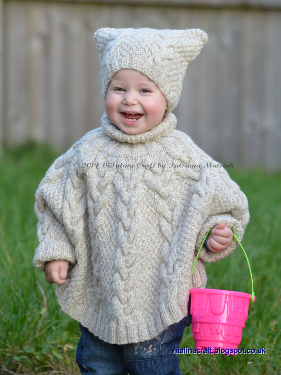 Knitting Pattern Vanilla Cloud Poncho and Hat Set Toddler