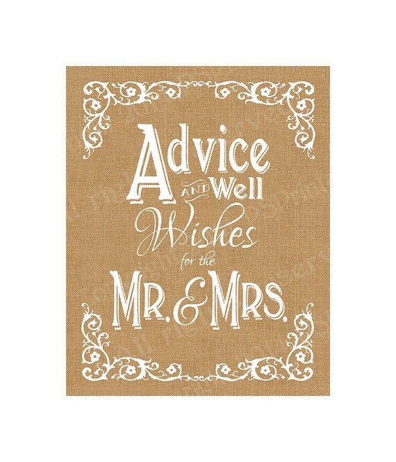 Advice and Well Wishes for the Mr &amp; Mrs DIY Printable Burlap