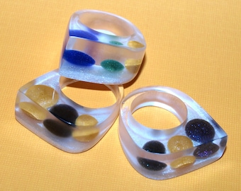 Modern Resin Rings, Candy Rings, Blue Ring, Green Ring, Yellow Ring, Black Ring, Gumdrop Rings, Spring Jewelry Trends, ResinHeavenUSA