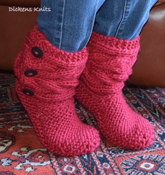 Soft Wool Cable Knit Slippers Knit Cable Slipper Boots Cable