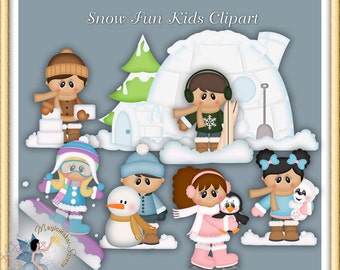 Winter Clipart, Snow Fun Kids