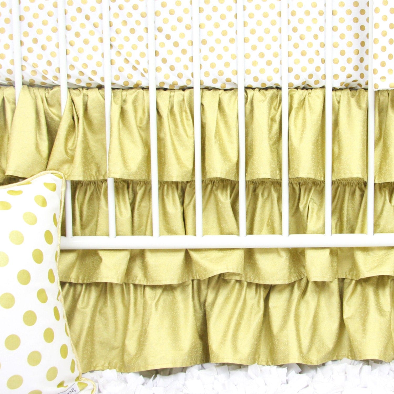 Gold Ruffle Crib Skirt Gold Nursery by CadenLaneBabyBedding
