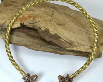 BULL Head Bronze CELTIC TORC Torques Jewellery Jewelry Celts Iron Age Pagan Necklace Torque Historical Jewel Re-enactment History