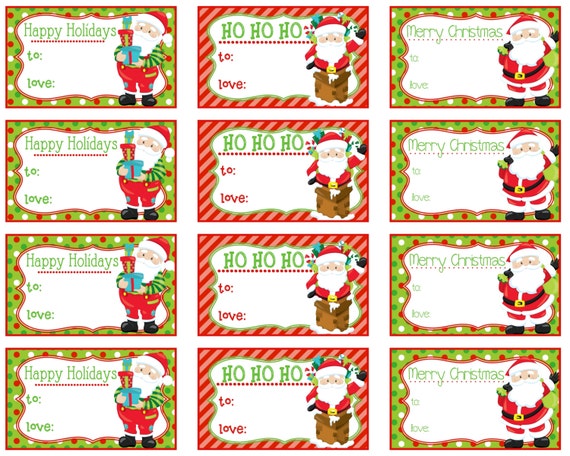 Printable Christmas Gift Tags Santa Claus Instant Download