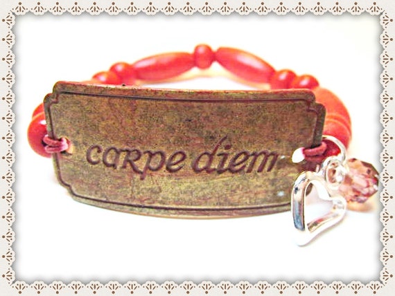 Inspirational Word Bracelet~Inspirational Quote Bracelet~CARPE DIEM Quote Bracelet~Inspirational Word Quote Bracelet~Carpe Diem Word Quote