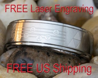 tungsten wedding ring 8mm 1 step pipe satin finish legend of zelda song of storms - Zelda Wedding Ring tungsten wedding ring 8mm 1 step pipe satin finish legend of zelda song of storms - Zelda Wedding Ring