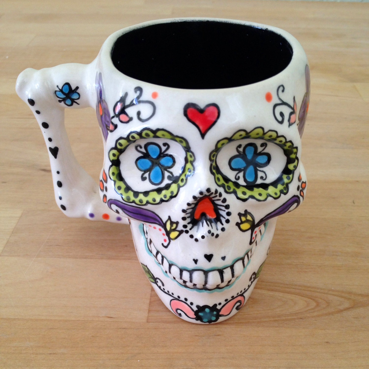 Personalized Mugs: Ceramic Sugar Skull Mug by MineByDesignStudio