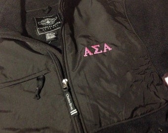 Alpha Sigma Alpha Black Evolux Fleece Jacket in Size Small