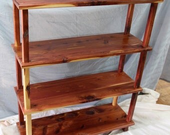 cedar book shelf, rustic book shelf, bookhelf, display shelf, furniture, shelf