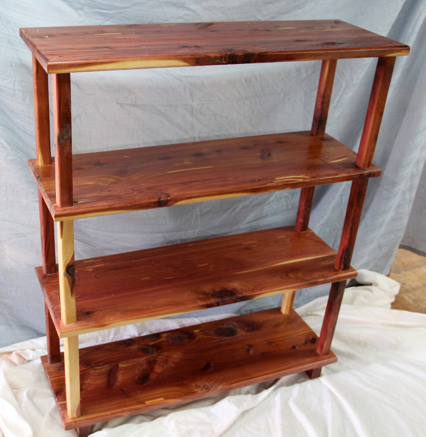 cedar book shelf rustic book shelf bookhelf display shelf