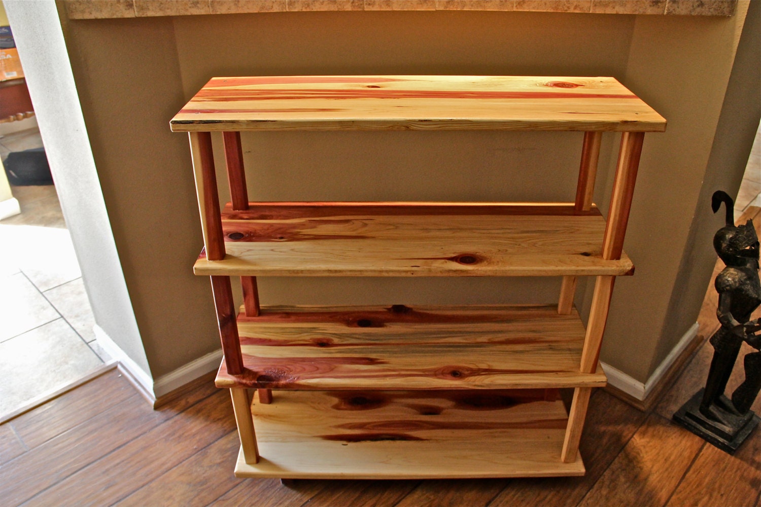 cedar book shelf rustic book shelf bookhelf display shelf