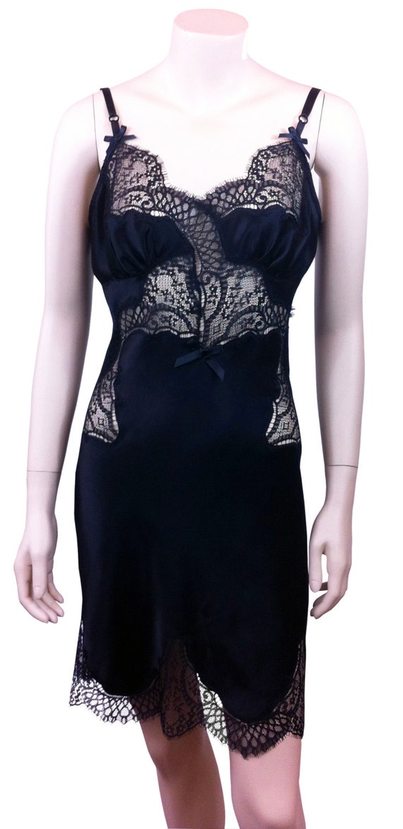 Black Silk Satin Slip