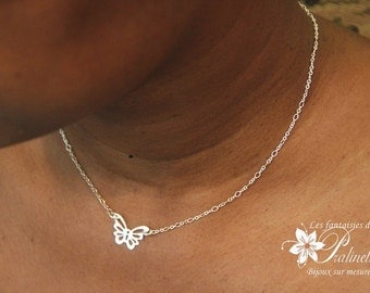 Collier papillon ajouré en argent, mariage, témoins, pour tous les jours - Sterling silver butterfly necklace