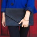 SALE / Leather Envelope Clutch / Black Leather Clutch / Oversize Clutch {Telegram Clutch : Black}
