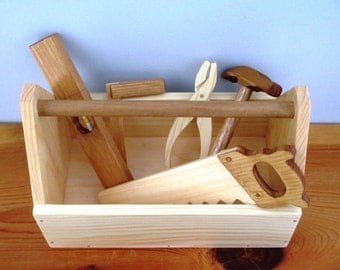 Wooden Tool Box with Pretend Wood Tools/child's gift