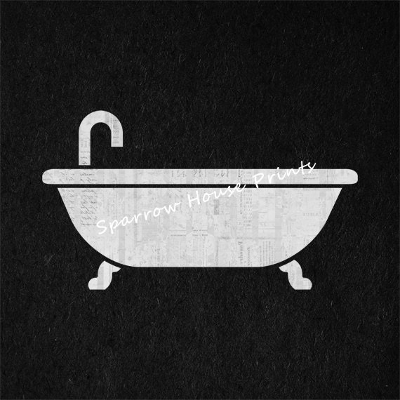 Antique Bathtub Print Art Bathroom Decor Bath Tub Vintage