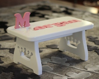Children's Personalized Name Puzzle Stool - Princess Step Stool, First Birthday, Baby Christmas, New Baby, Baby Shower, Baptism, Christening