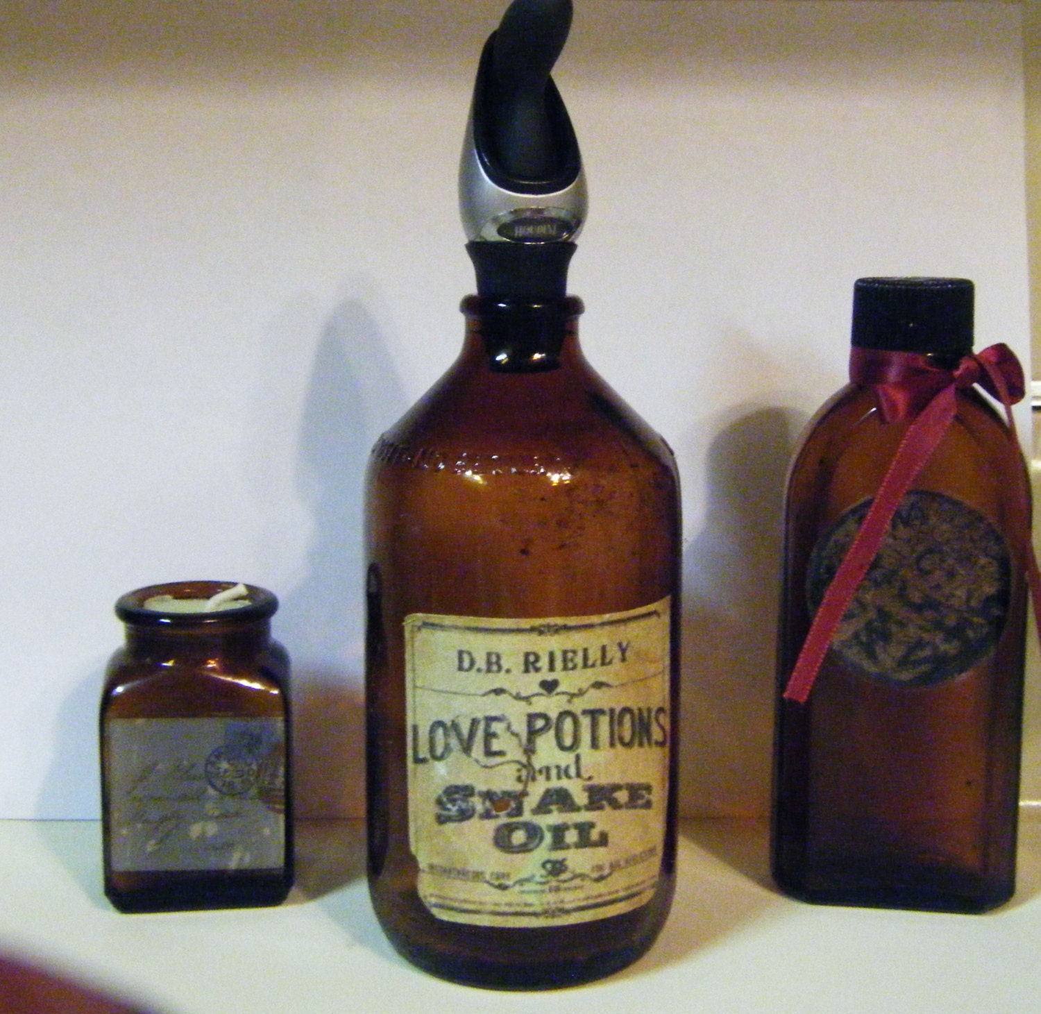 Decorative Vintage Style Bath Shower Glass Bottles 2 Bottles