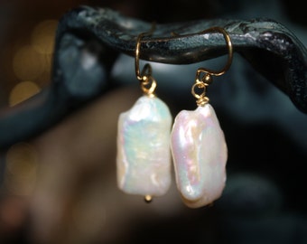 Creamy White Rectangular Pearl Earrings