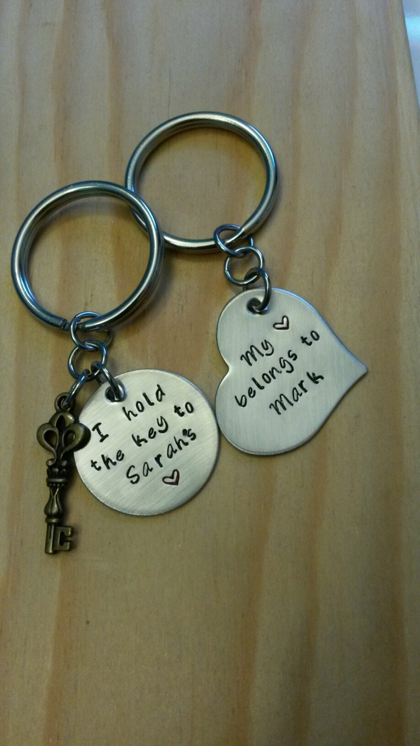 Hand Stamped Keychain Couples Keychain Key By Blackwolfdesigns21 6802