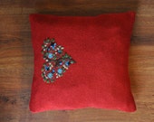 red heart pillow cover / knit accent pillow cover / embroidery throw pillow / knitted decorative pillow