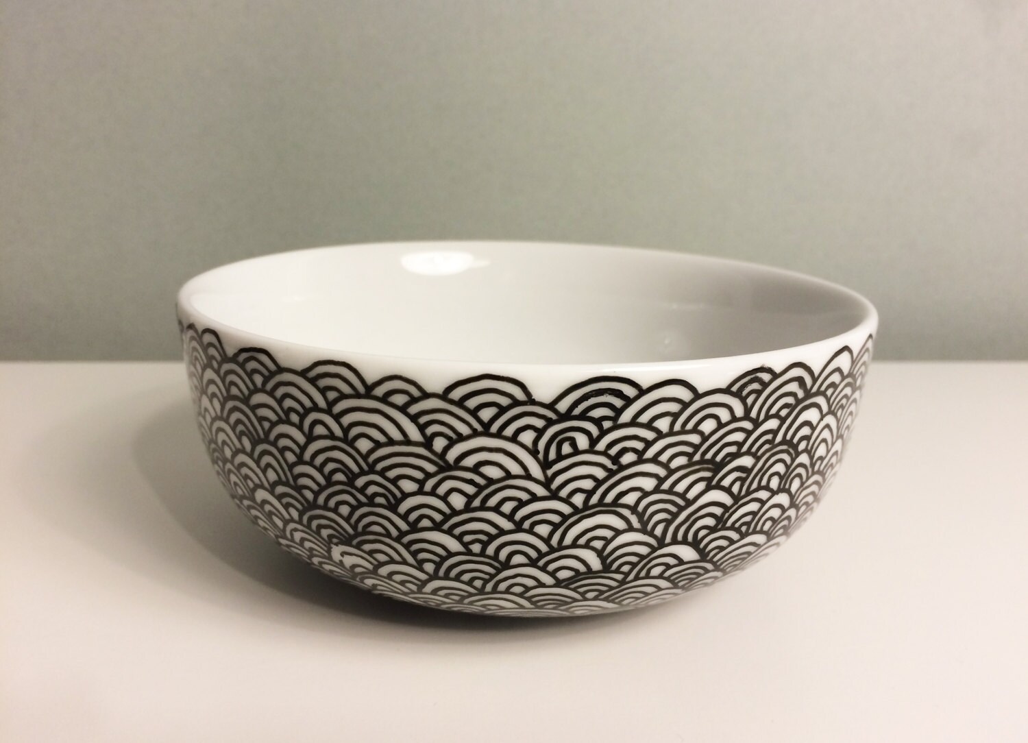 Unique cereal bowl hand painted. Nice pattern. by