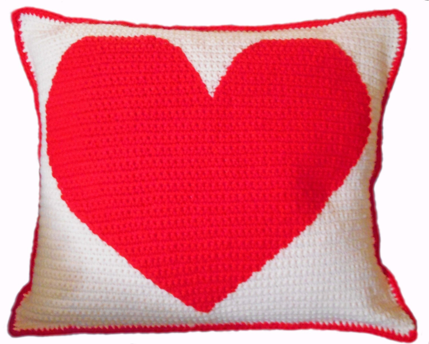 Crochet Pattern Heart Shape Pillow