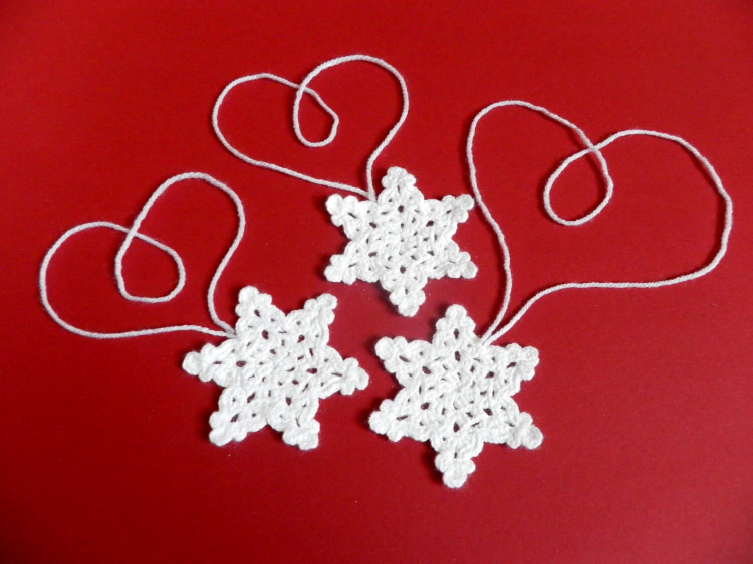 3 Crochet snowflakes, Christmas decorations, Snowflake ornaments, Handmade hanging ornaments