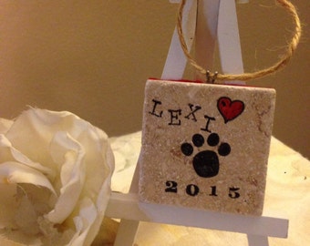Personalized Ornament, Puppy Love Ornament, 2 x 2 Tile, Ornaments, Holiday Ornaments, Birthday Ornaments