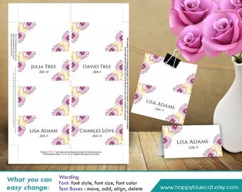 DiY Printable Wedding Place Card Template Instant Download