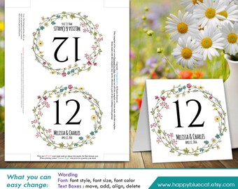 DiY Printable Wedding Place Card Template Instant by HappyBlueCat