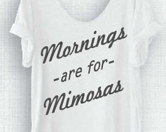 Sunday Brunch Mornings are for Mimosas Off Shoulder Triblend Raw Edge Swanky Tee Funny Graphic Tee Yoga Top - ONE SIZE