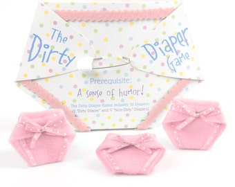 Dirty Diaper Game - Pink Girl Baby Shower Games - Fun Baby Shower Game - Messy Diaper Baby Shower Game - 10 pc. (1 Winner per Pack)
