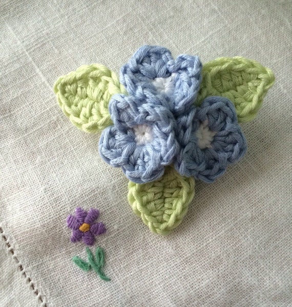 Crochet Flower Brooch by on Etsy