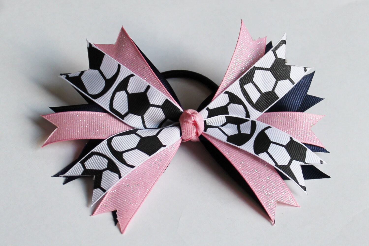 Soccer Hair Bow with Team Colors 5 inches