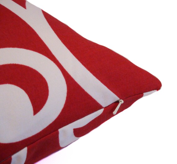 Red outdoor pillows 18x18 Red and white outdoor pillow