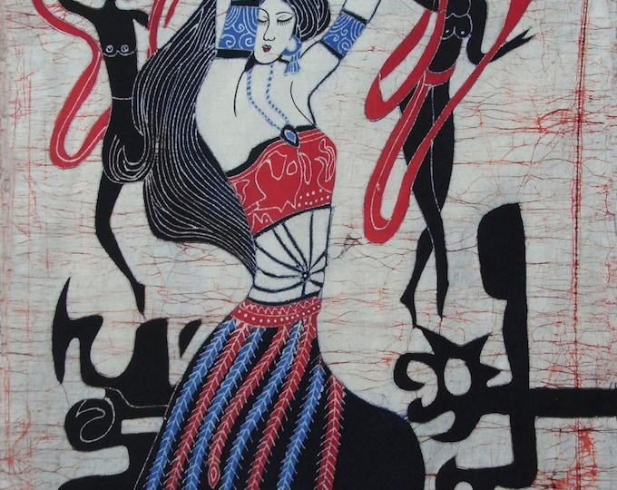 Goddess - Colorful Batik Tapestry Wall Decorative Painting 33 x 27