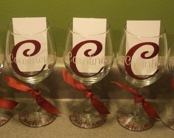 Personalized Wedding Party Tumblers-Set of 5, Bridal Party Wine Glass Favors, Wedding Wine Glasses, Personalized Wedding Glasses, Bride