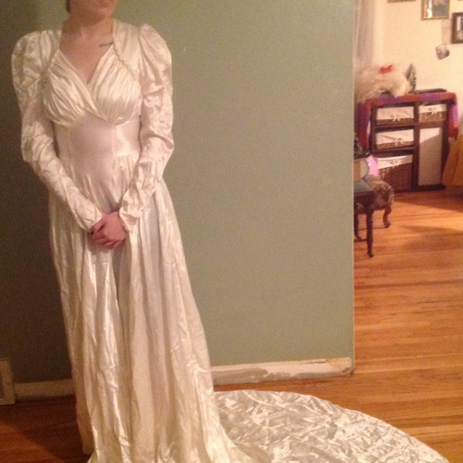 1940's satin wedding gown