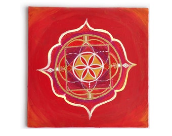 Root Chakra Painting Print : Giclee or Archival | Original | Flower of Life | Sacred Geometry |