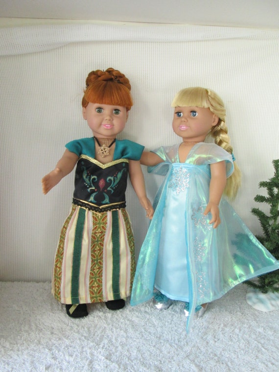 Frozen Elsa and Anna Coronation Dresses Set with matching