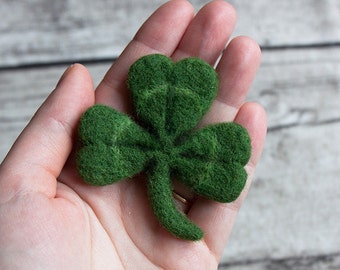 Shamrock brooch - Shamrock pin - Hand Felted Brooch - Clover brooch - Clover pin - St. Patrick's Day