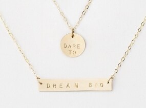 Personalised necklace set - Dare to Dream Big - gold bar necklace - layering necklace - brides necklace -  inspirational jewellery