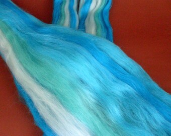 50gr- 1.76 oz Multicolour Merino Wool Roving/Top 21 Micron ( Turquoise)